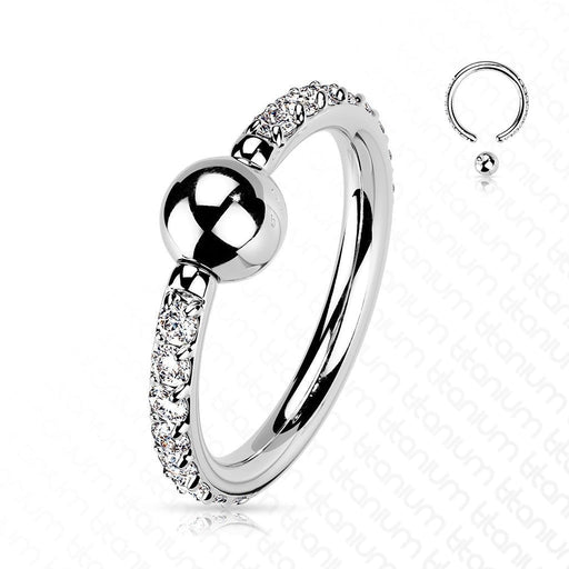 Solid Titanium Side Paved Captive Ring 16G - Totally Pierced