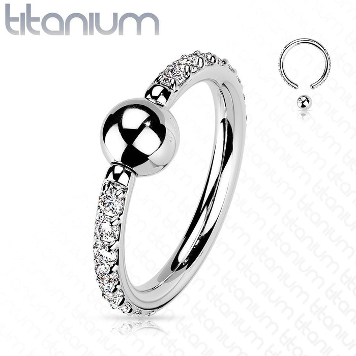 Solid Titanium Side Paved Captive Ring 16G - Totally Pierced