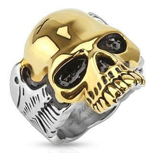Two Tone Winged Skull Ring - Totally Pierced