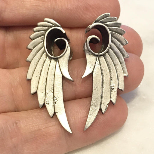 White Brass Angel Wing PAIR 10mm-16mm - Totally Pierced