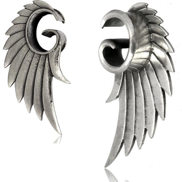 White Brass Angel Wing PAIR 10mm-16mm - Totally Pierced